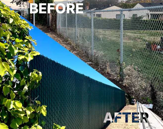 before and after chain link fence